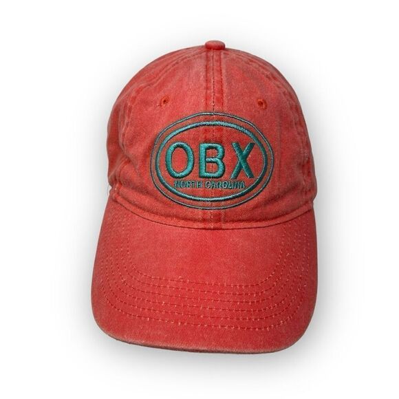 Kaufman Outer Banks OBX North Carolina Pink Coral Green Strapback Hat Cap OSFM - Picture 1 of 8